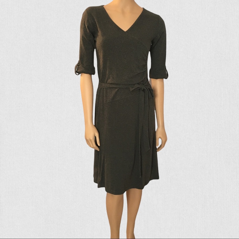 Kuhl Womens Charcoal Heather Gray Salza Wrap Style Dress Organic Cotton Medium